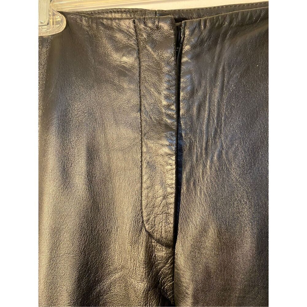 INC international concepts, black 100% leather straight leg pants fully lined si - Picture 4 of 5